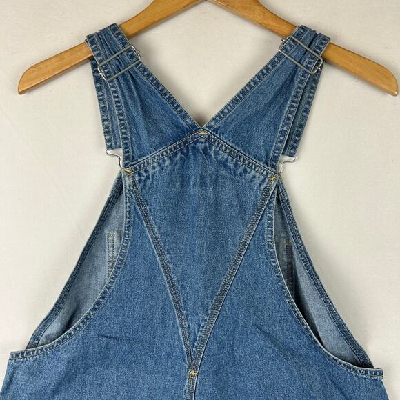 Unionbay Denim Shortalls Bibs Blue 8" Inseam Vintage Y2K Women's Size L - Picture 6 of 9